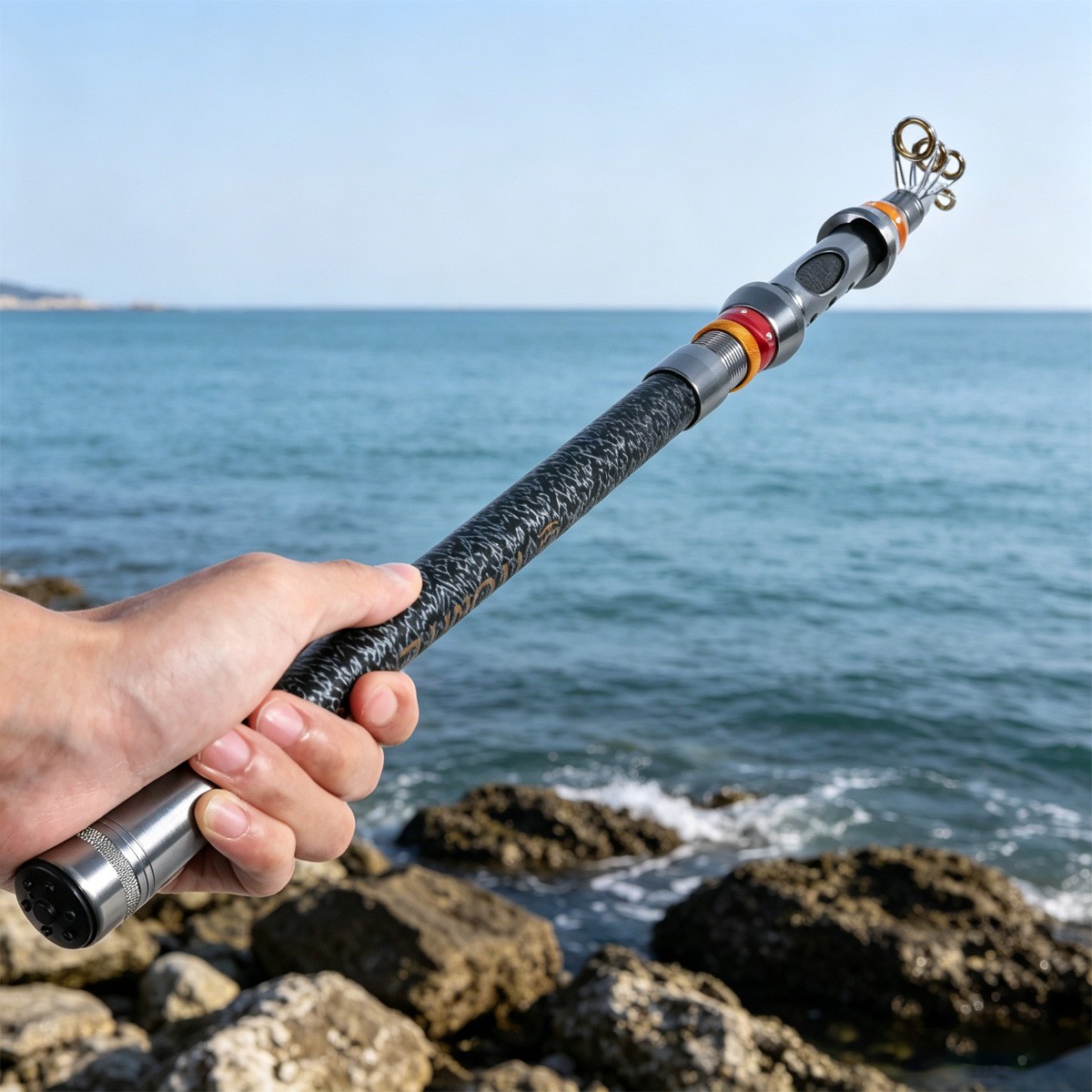 Telescopic Fishing Rod Carbon Fiber 2.1m Portable Sea Saltwater Spinning Pole
