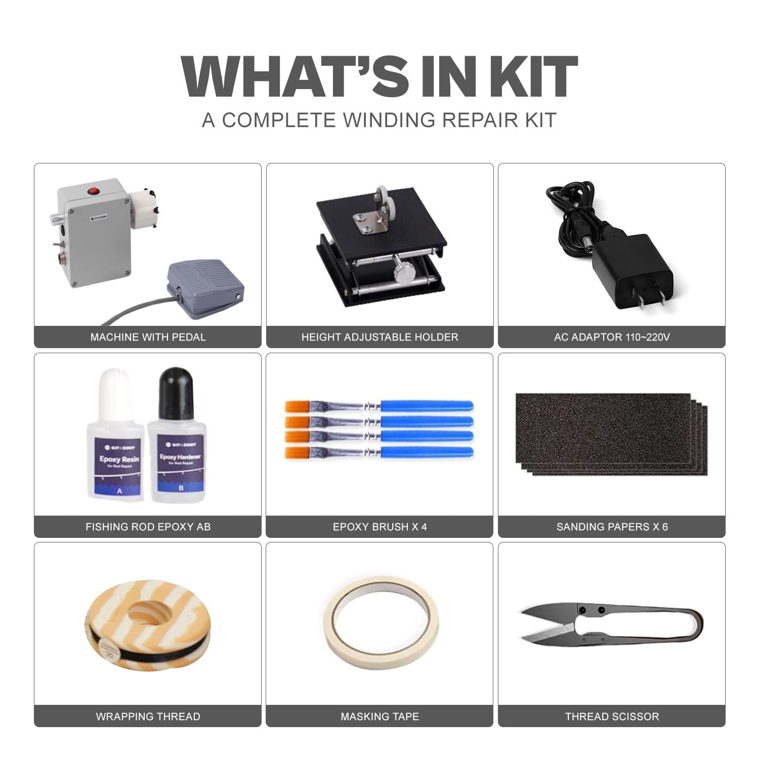 OJYDOIIIY Fishing Rod Repair Kit,Rod Building Kit and Supplies,Wrapping and Wind