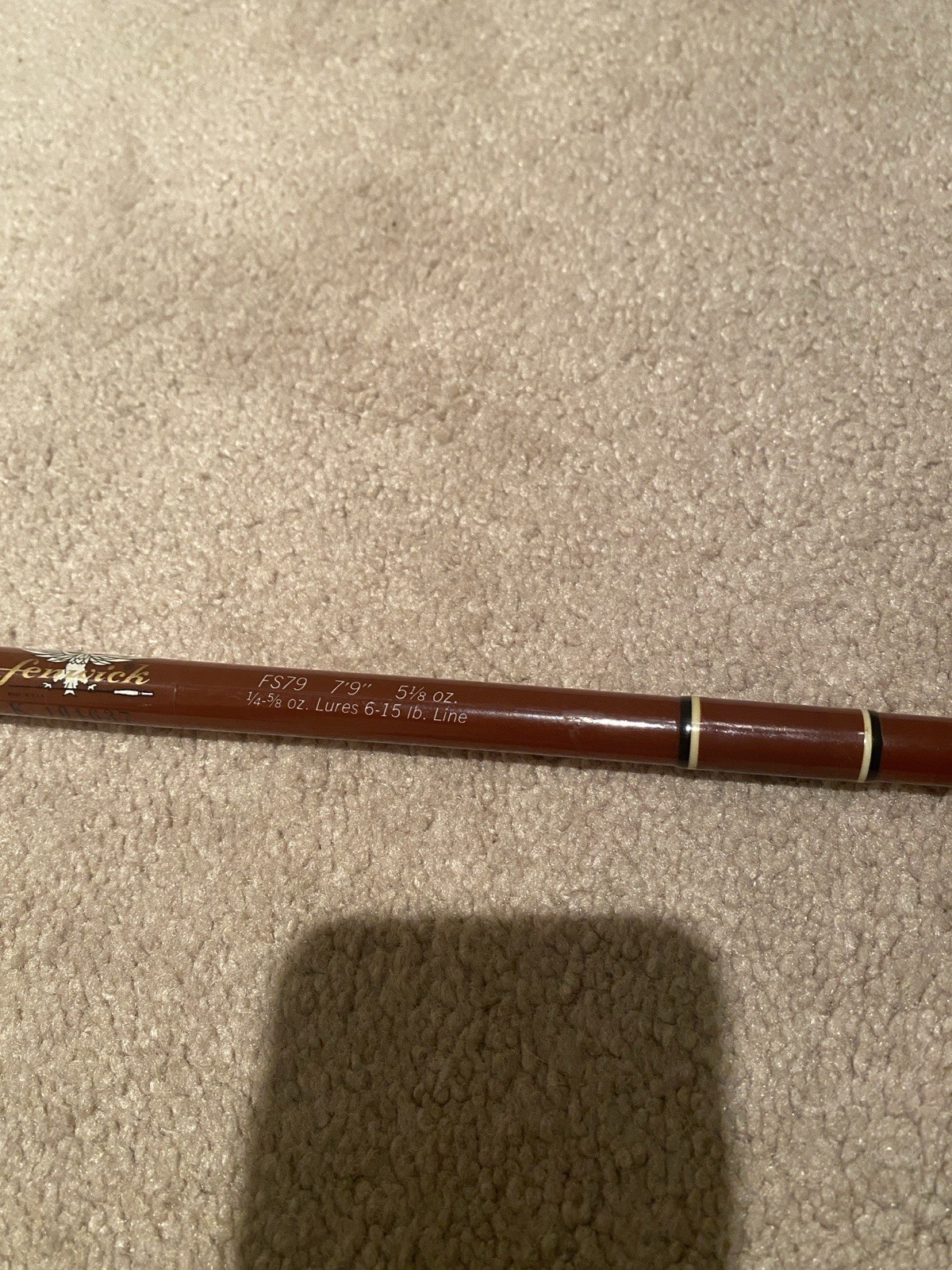 VINTAGE FENWICK FERALITE FS79 7’9″ TWO PC SPINNNG ROD W/ FENWICK ROD SOCK & TUBE