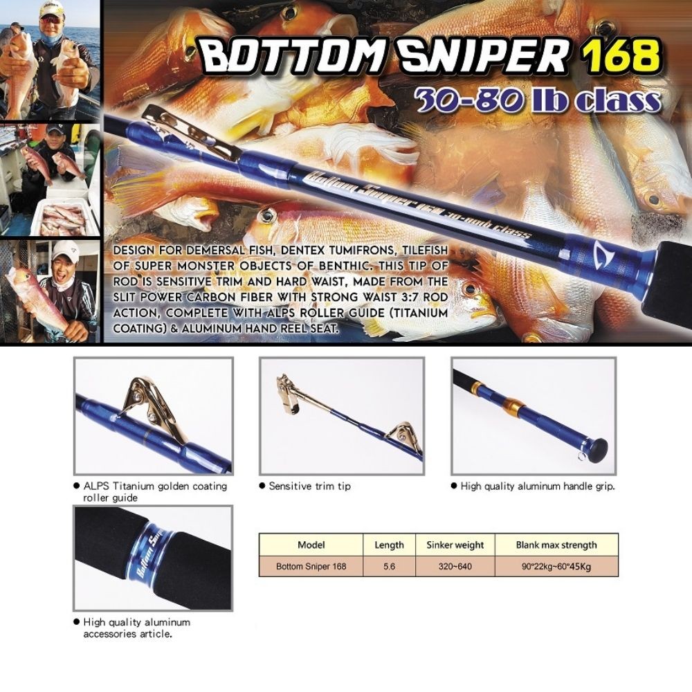 JIGGING MASTER Boat Fishing Rod Bottom Sniper 168 30-80LB
