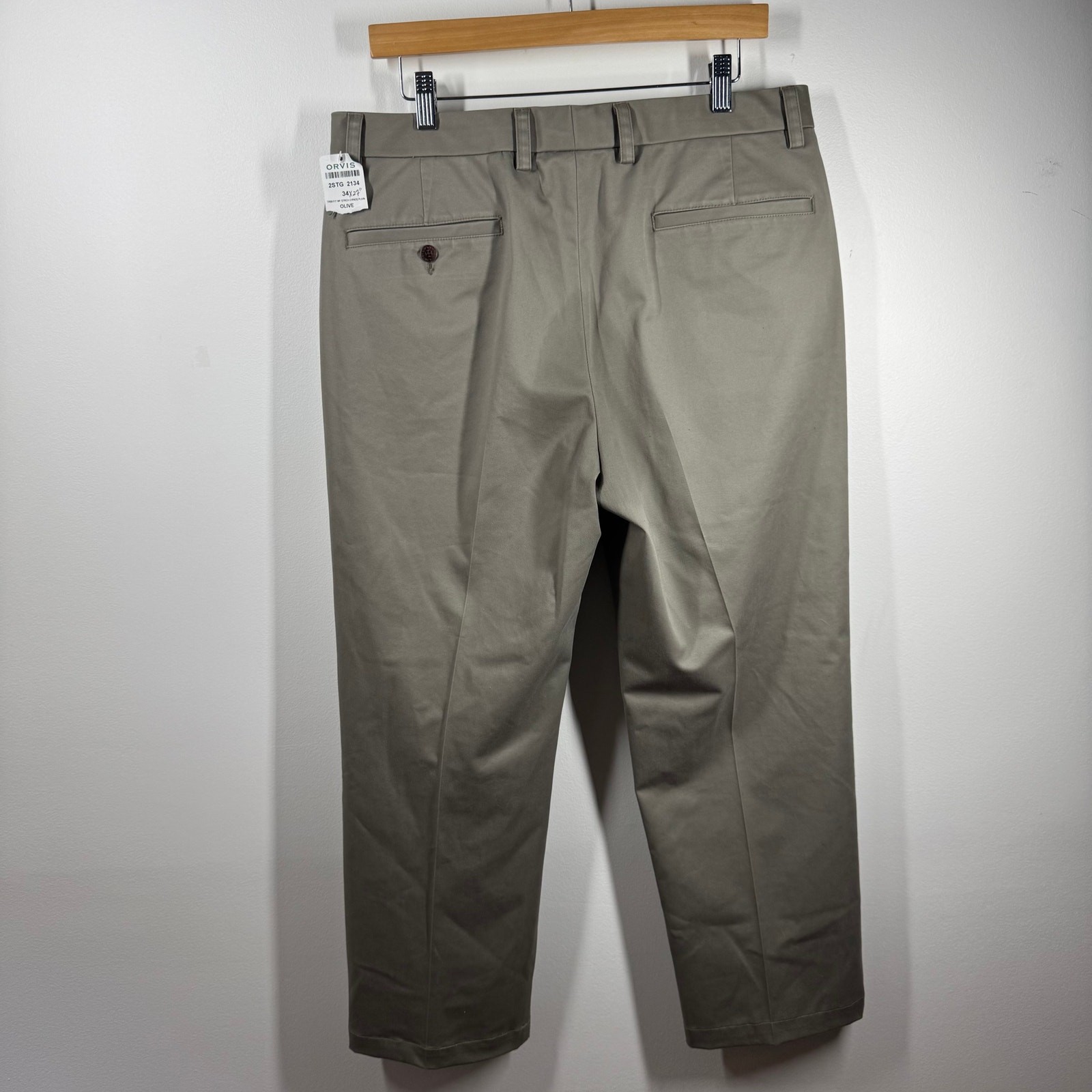 Orvis Pants Men 34X27 Beige Khaki NWT Trim Fit Trouser Cotton Career Spring Work