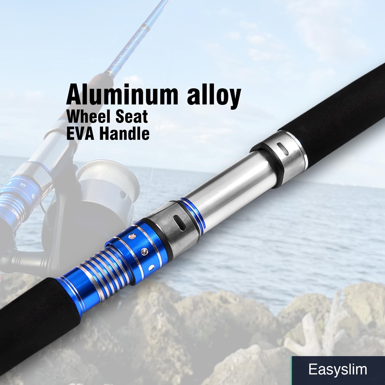 Saltwater Spinning Fishing Rod 2-Piece Heavy Power 7ft Carbon Fiber