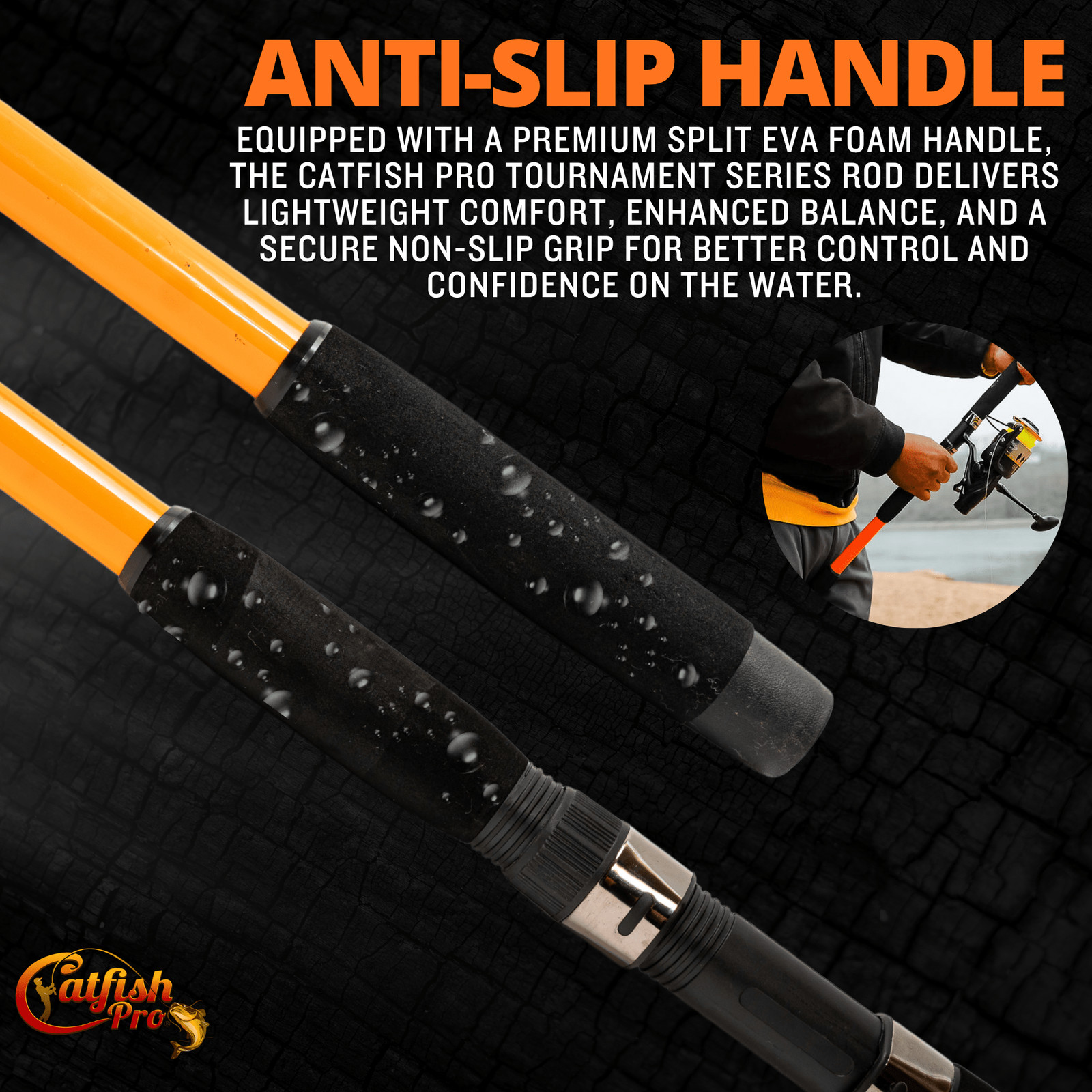Catfish Pro 7’6″ Tournament Casting Rod One-Piece with Glow-in-the-Dark Tip