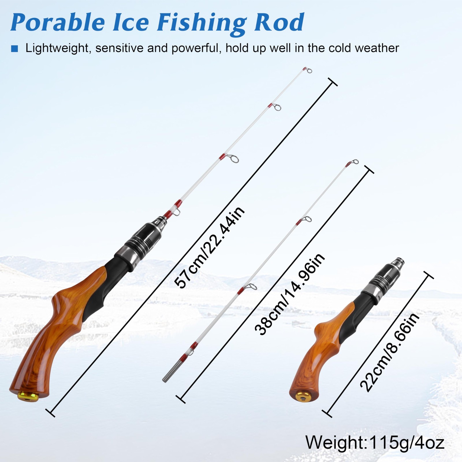 Ultralight Fast Action Ice Fishing Rod Spinning Pole Winter Walleye Trout