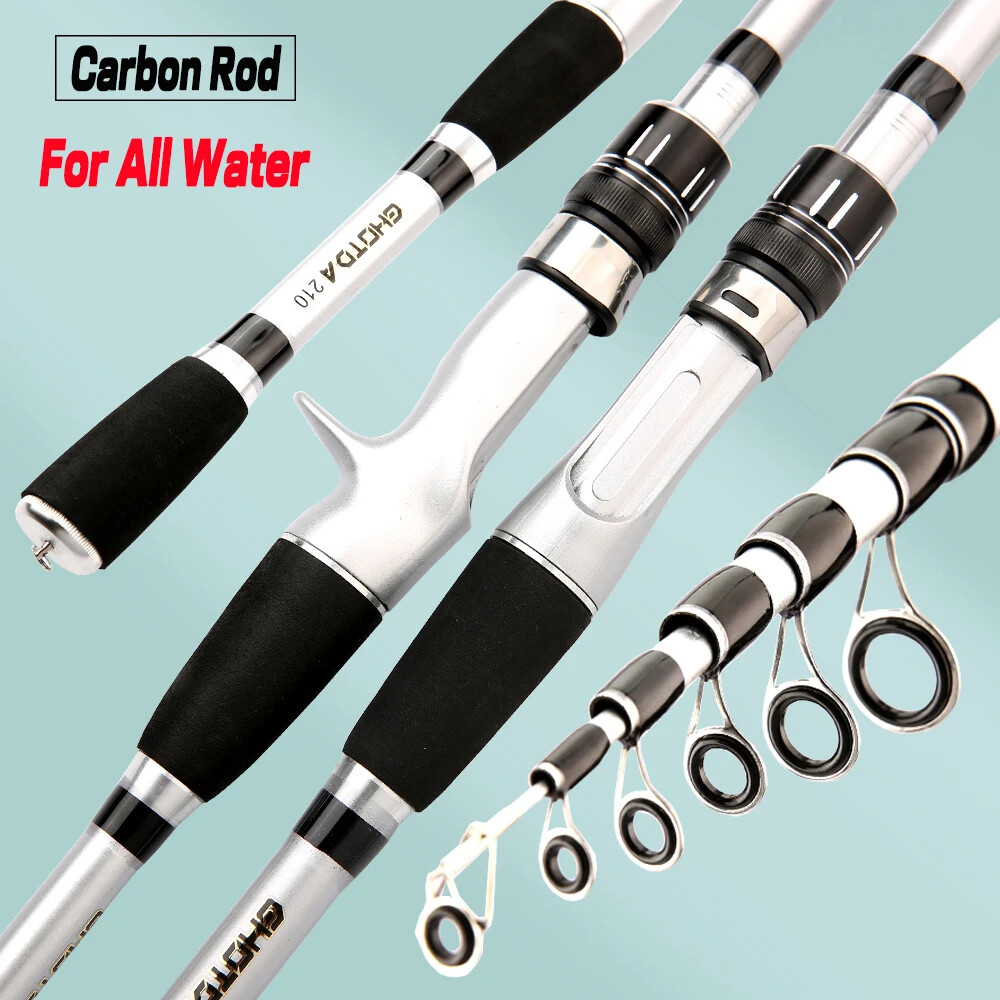 Hard Telescopic Fishing Rod Long Casting Pole Carbon Fiber 1.5m-2.4m Fast Pole