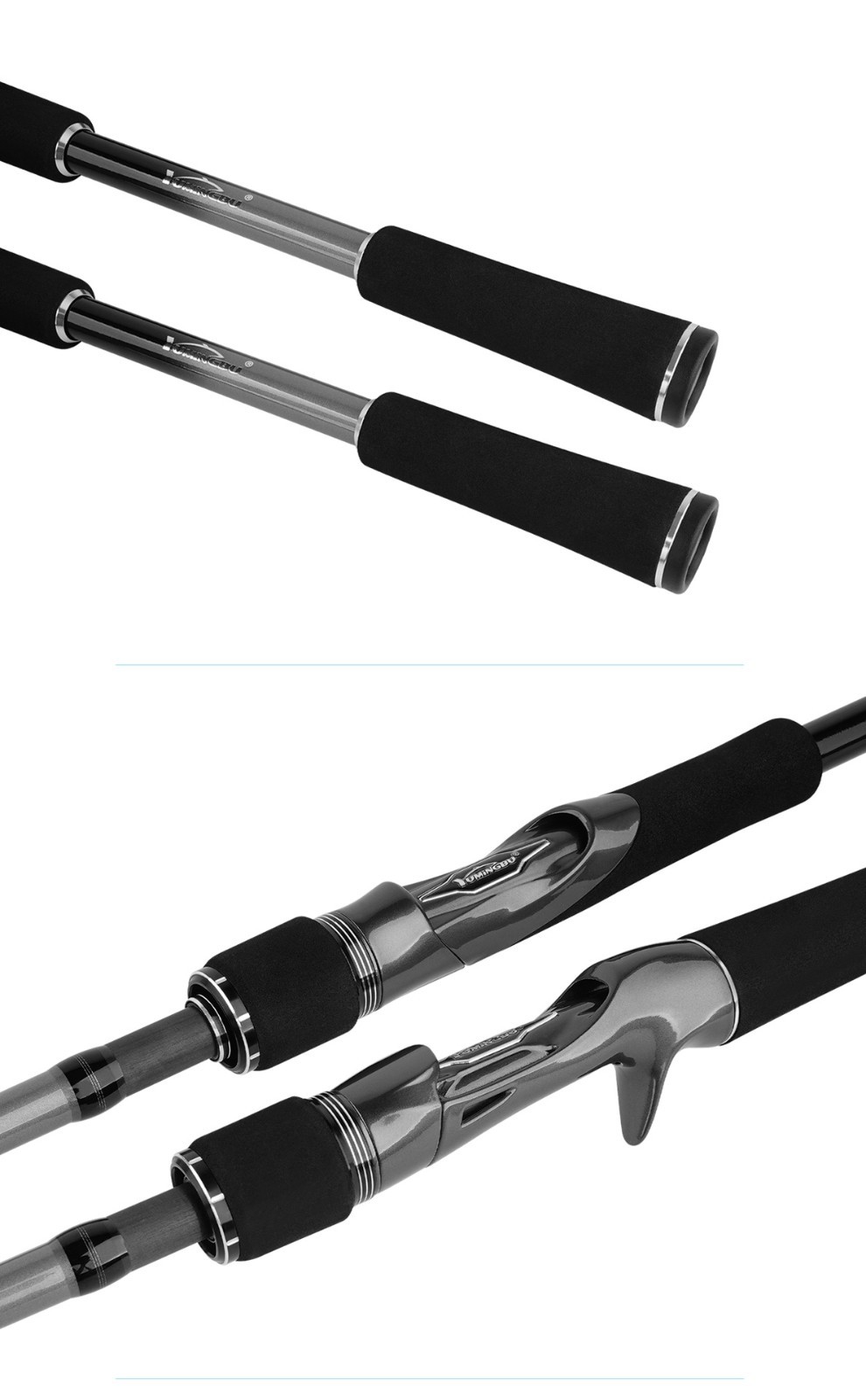 7FT 8FT Fishing Rods Spinning Rod Casting Carbon Fiber Rod 5 Section Sensitive