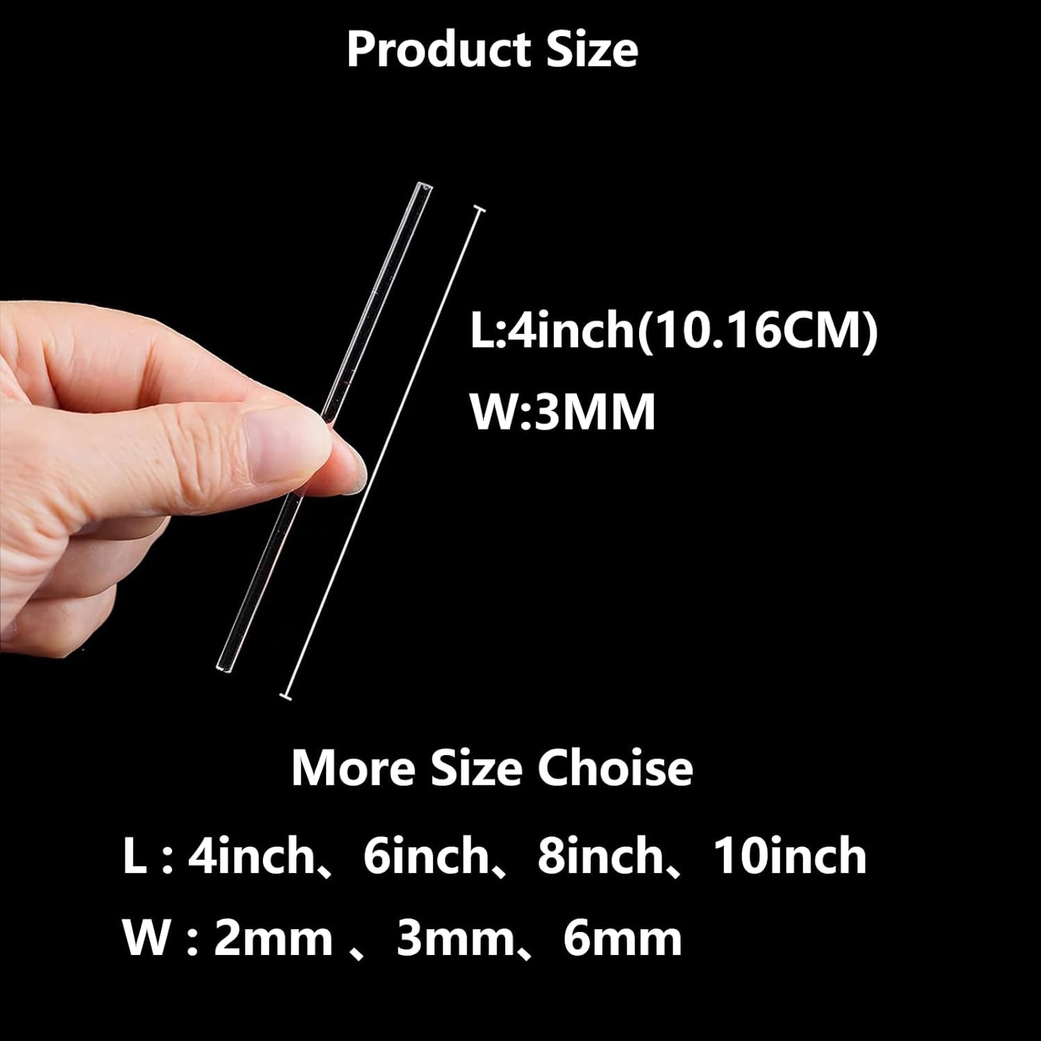 100 Pcs Clear Acrylic Sticks, 3mm Diameter for Cake Toppers and DIY Projects