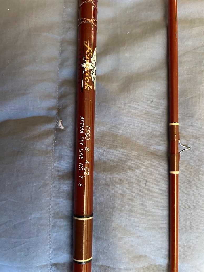 Fenwick Feralite FF80 Fly Fishing Rod. 8′ 4 oz. W/ Tube & Sock AFTMA line 7-8