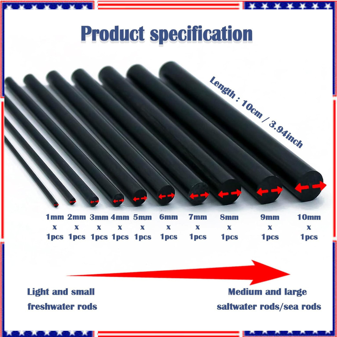 Fishing Rod Repair Kit Complete with Accesssories, Carbon Fiber Stick Fishing Po