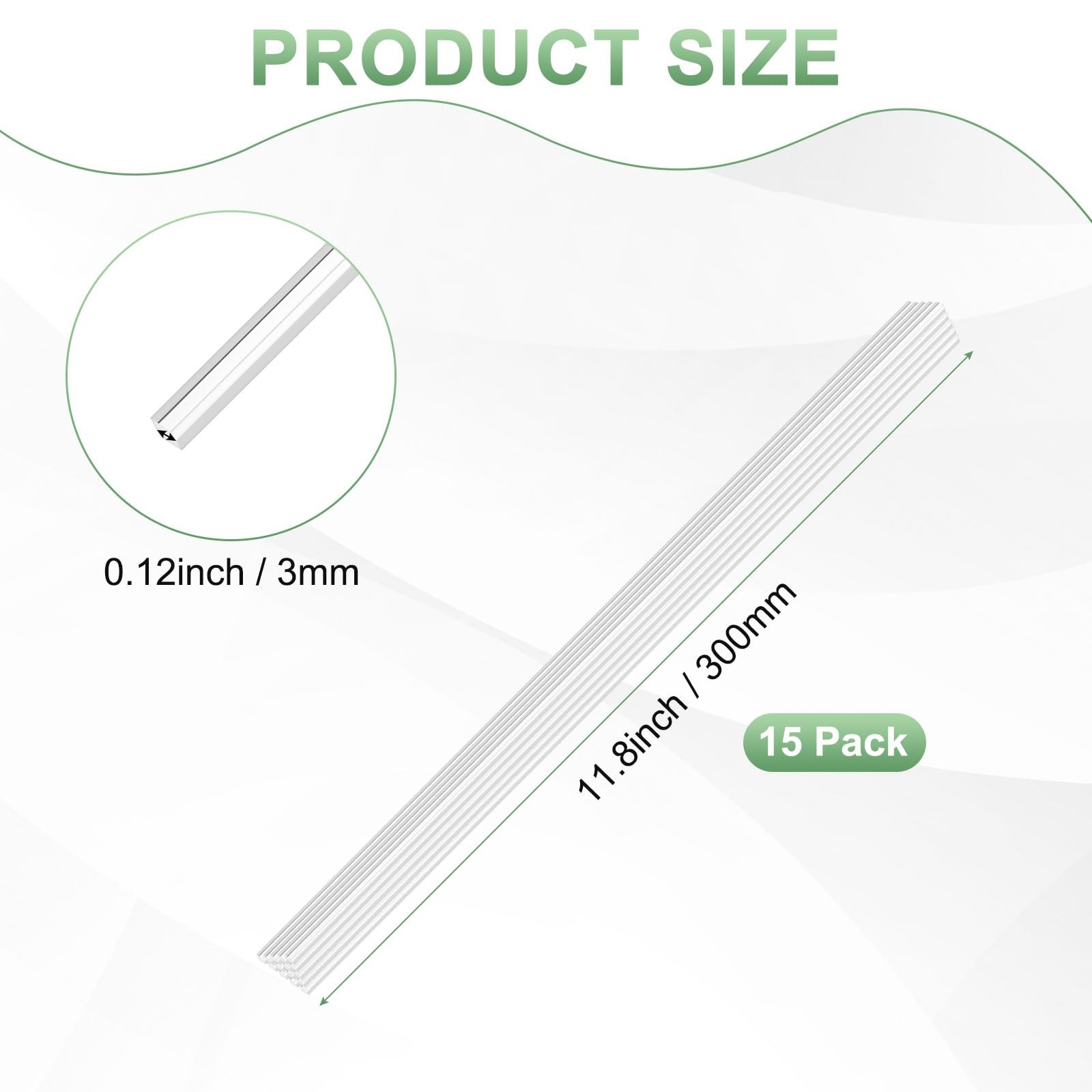 15 PCS Clear Acrylic Square Dowel Rods 9.8×0.12 Inch / 250×3 mm DIY Craft
