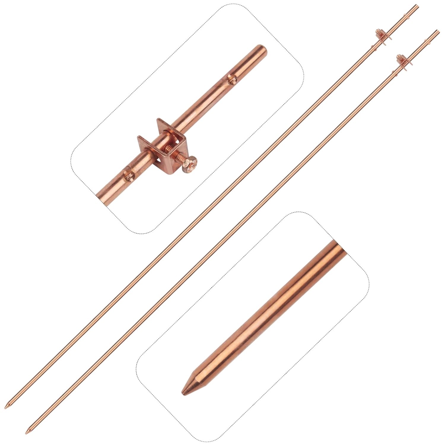 2 Pack 4′ Copper Ground Rod Set