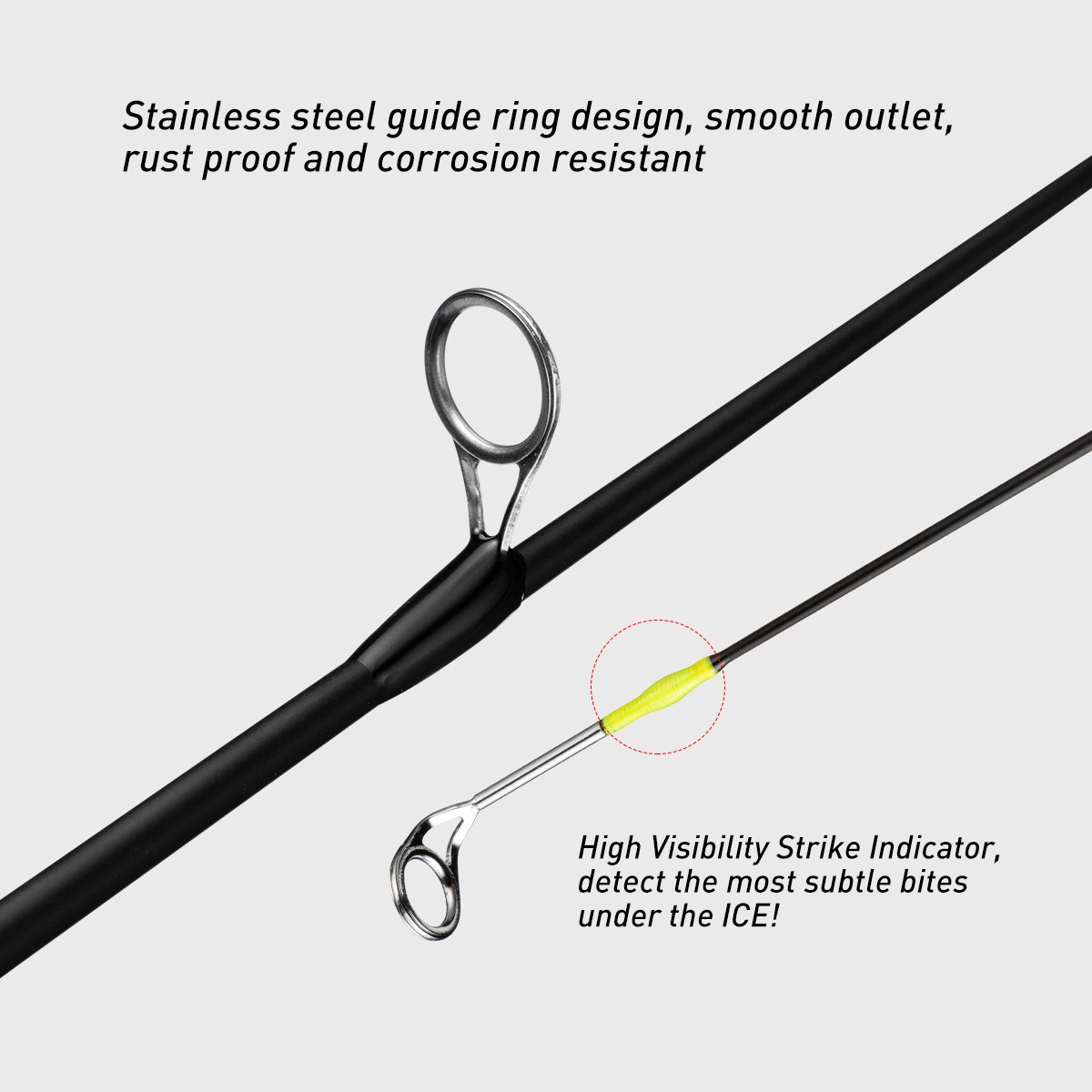 Ultra Light Short Ice Fishing Rod 1.64ft Portable Spinning Pole Winter Fishing