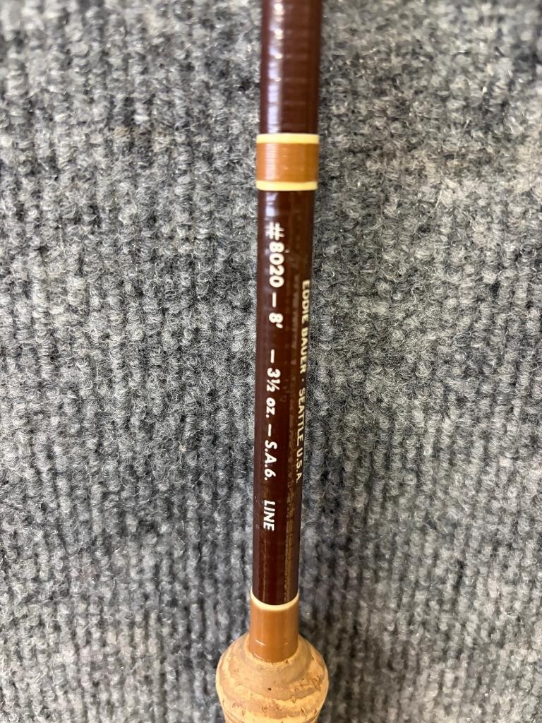 Eddie Bauer #8020 2 Piece 8′ 3 1/2 oz S.A.6 Line Fly Fishing Rod +Sleeve & Tube