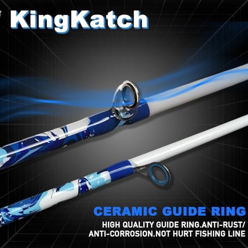 6’6″ Fiberglass Casting Rod, 2-Piece Skull Design, Durable & Sensitive with