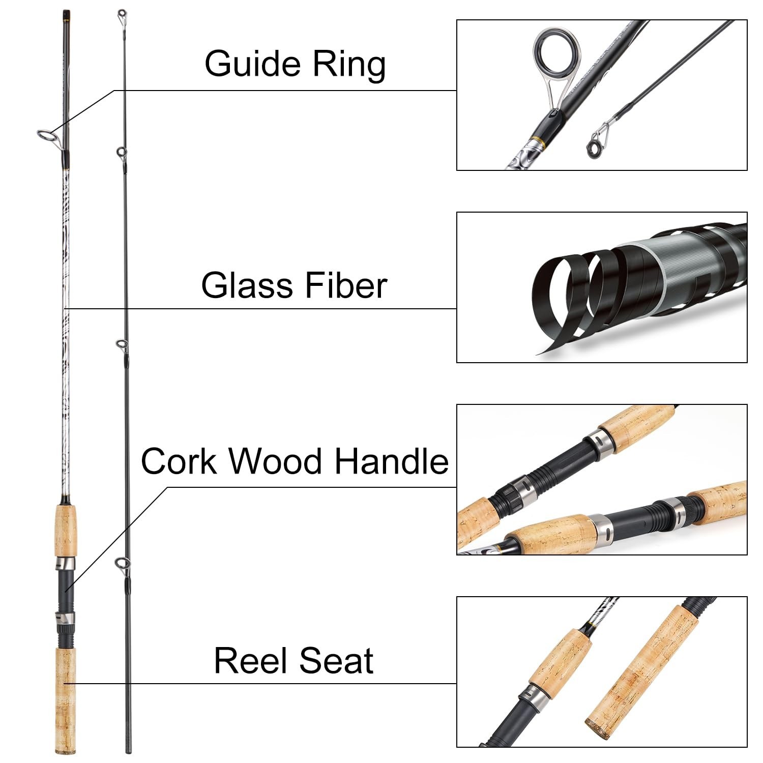 Sougayilang Spinning & Casting Rods, Strong Carbon&Glass Composite Fishing Ro…