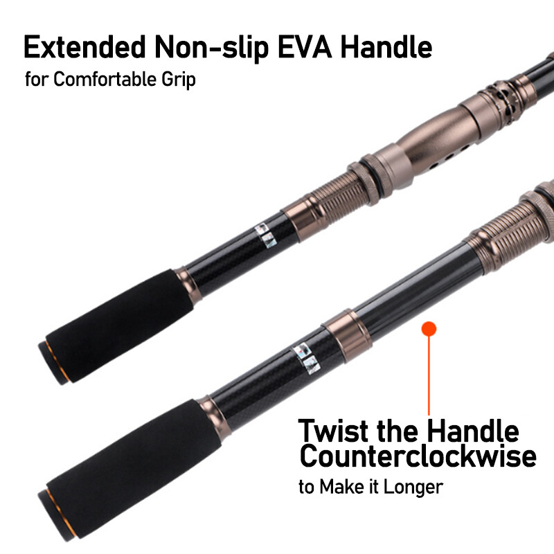 Fishing Pole Carbon Fiber Telescopic Spinning Fishing Rod 1.8M-3.3M Sea Offshore