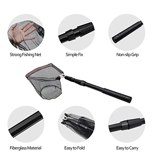 SAN LIKE Fishing Net Collapsible Landing Net 37-98in