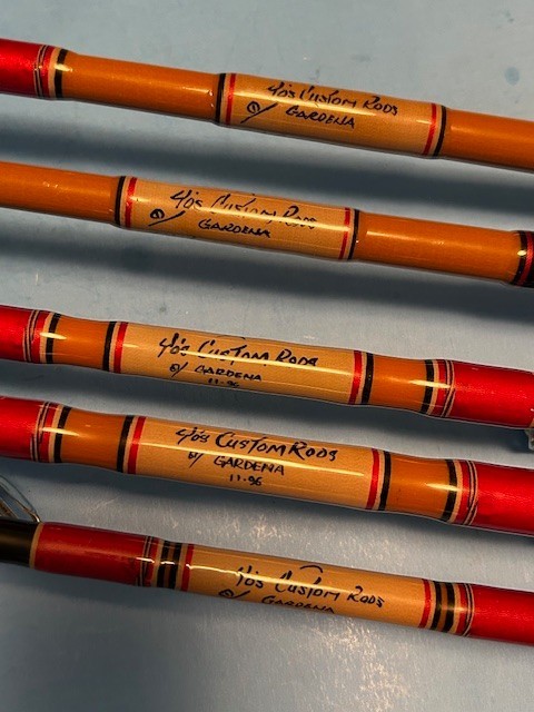 MATCHING SET OF 5 RARE CUSTOM BUILT CALSTAR FISHING RODS BY YO’S CUSTOM RODS