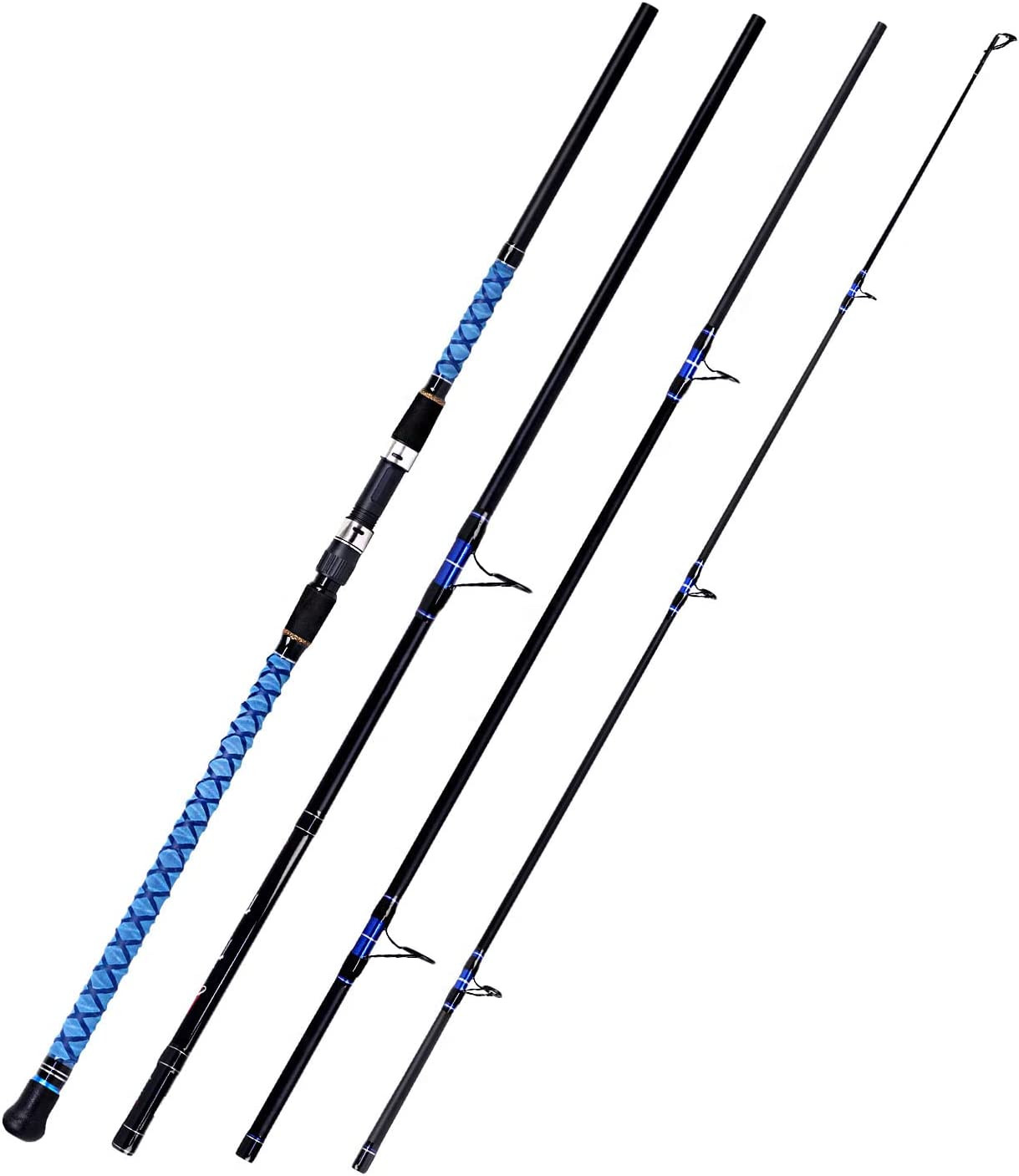 Surf Spinning Fishing Rod Carbon Fiber Travel 2/3/4 Piece Pole 9/10/11/12/15 Ft