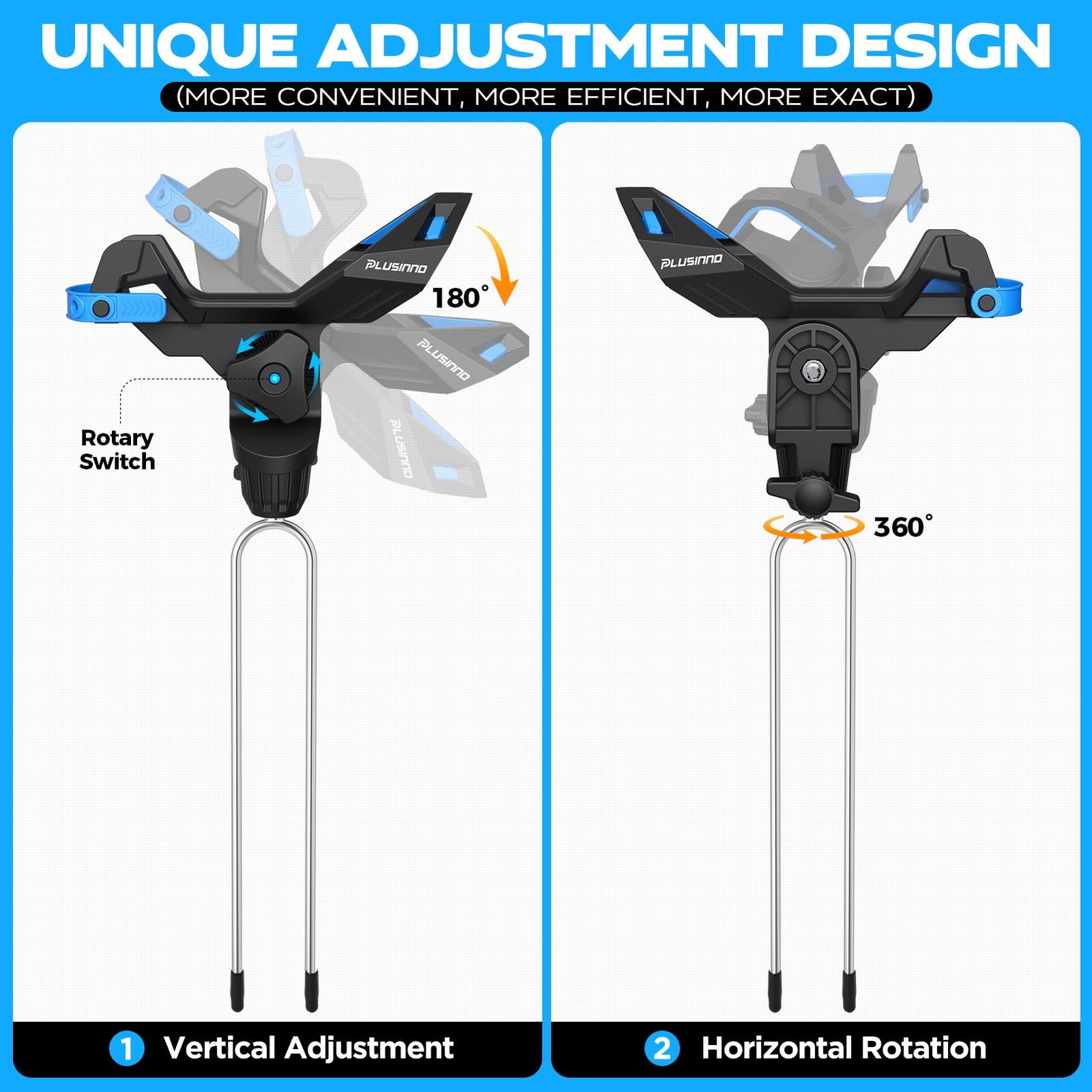 PLUSINNO 1/2/4 Pack Fishing Rod Holder for Ground, Upgraded Rod Holders for Bank