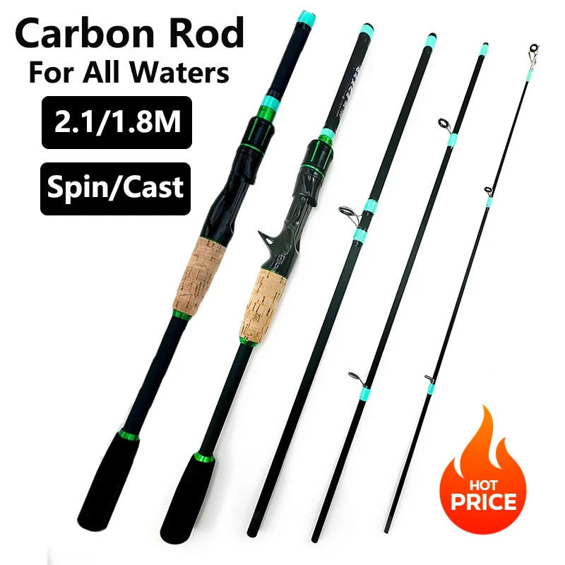 Casting Spinning Lure Fishing Rod Solid ML Tip 1.8/2.1m Ultralight Trout Jigging