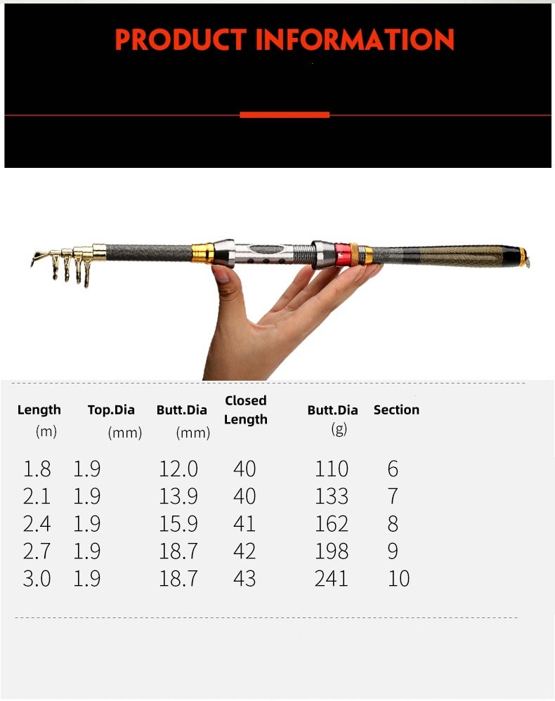 Telescopic Fishing Rod Portable Fishing Gear Suitable For Multiple Fish Species