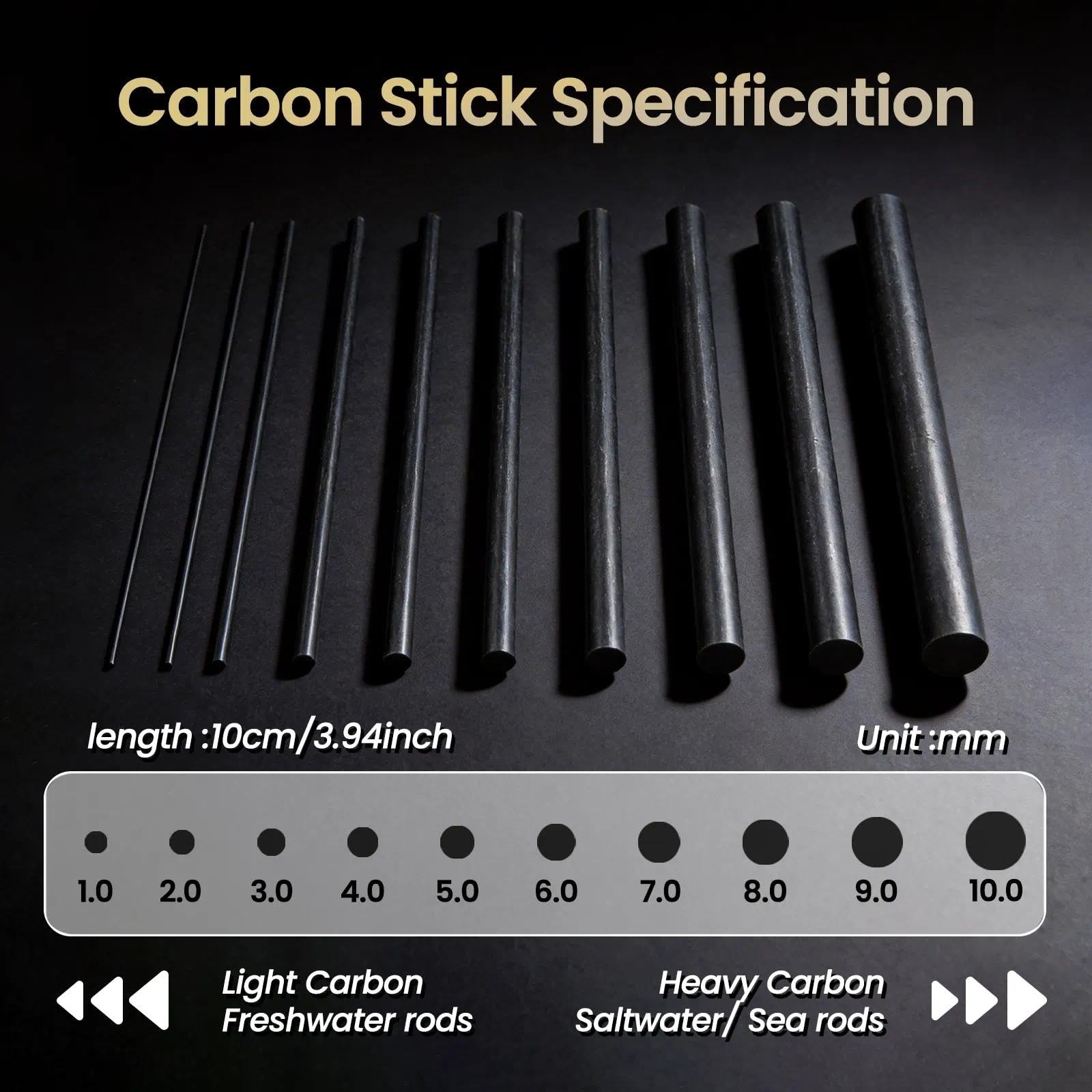 Fishing Rod Repair Kit Epoxy 10pcs Carbon Fiber Sticks AB Glue Wrapping Thread