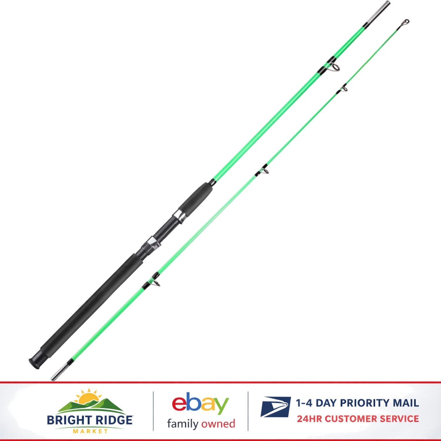 Fast Action Fishing Rod for Catfish and Salmon, 3.9 Ft Glass Fiber Spinning Pole