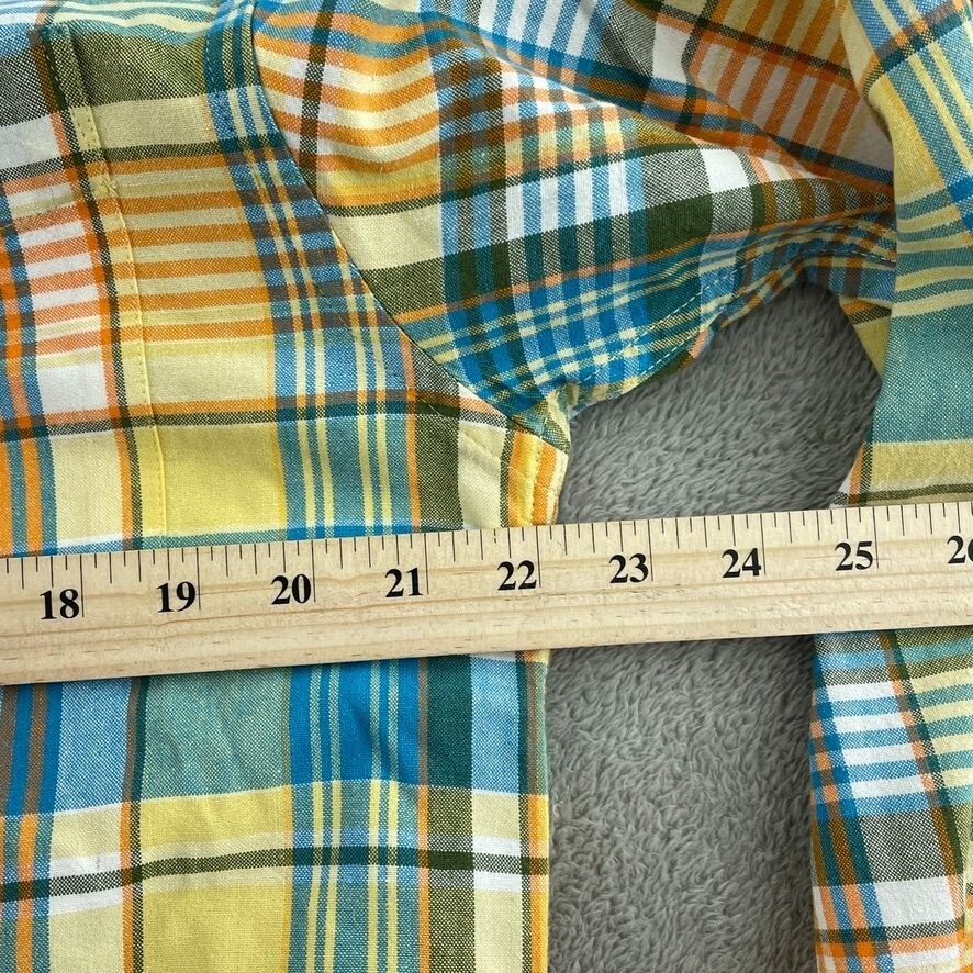 Orvis Mens Signature Collection Plaid Button-Down Shirt Medium Yellow 4420