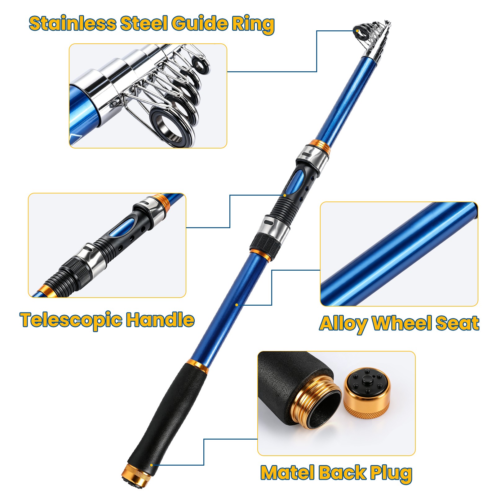 Carbon Fiber Telescopic Fishing Rod Portable Sea Saltwater Spinning Pole 20-30lb