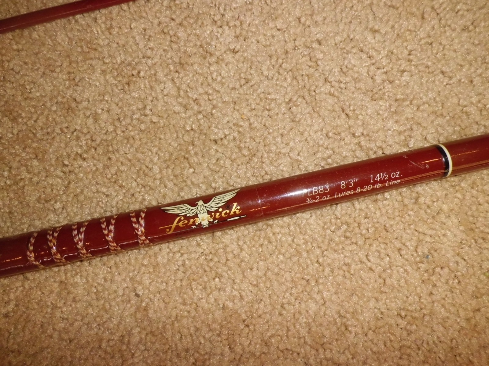 Vintage FENWICK Feralite PLB83 Spinning 8’3″ Rod- USA- 8-20 lb #K118389