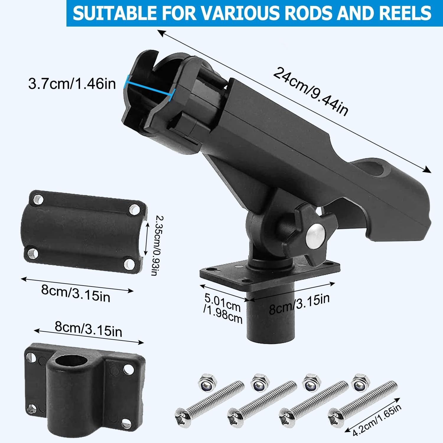LBW Fishing Rod Holders for Boat Side Deck Mount Rod Holder Adjustable Kayak …