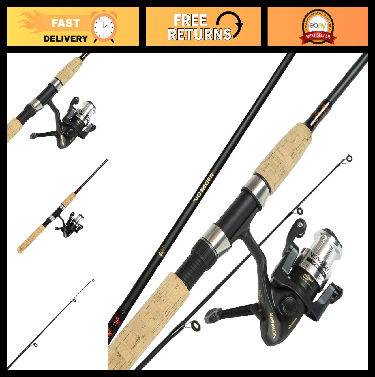 Freshwater Travel Spinning Fishing Rod and Reel Combo Kit – Portable & Lightweig
