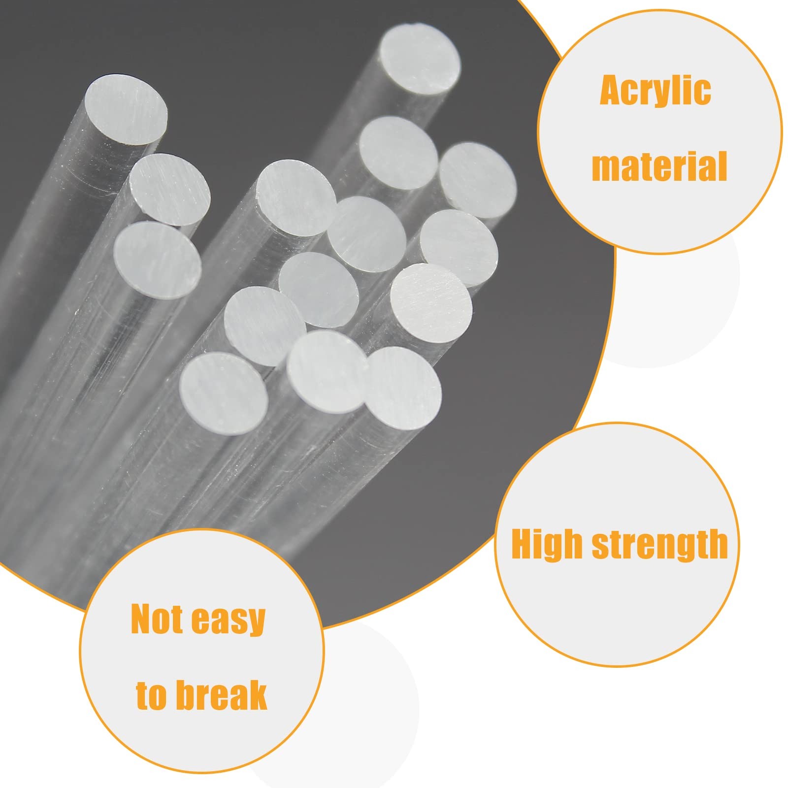 12 Inch Clear Acrylic Dowel Rods, 1/8 Inch Diameter, Round Rods for Curtain P…