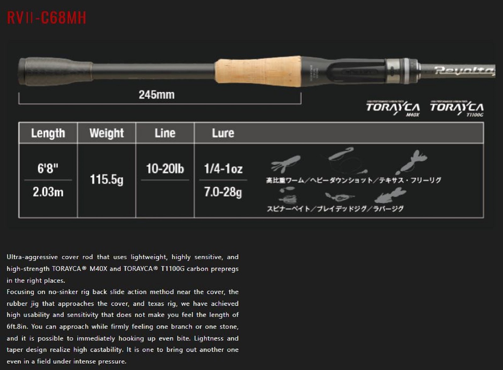 Jackall Rod Baitcast Revoltage RV II-C68MH/2 Piece (7371)