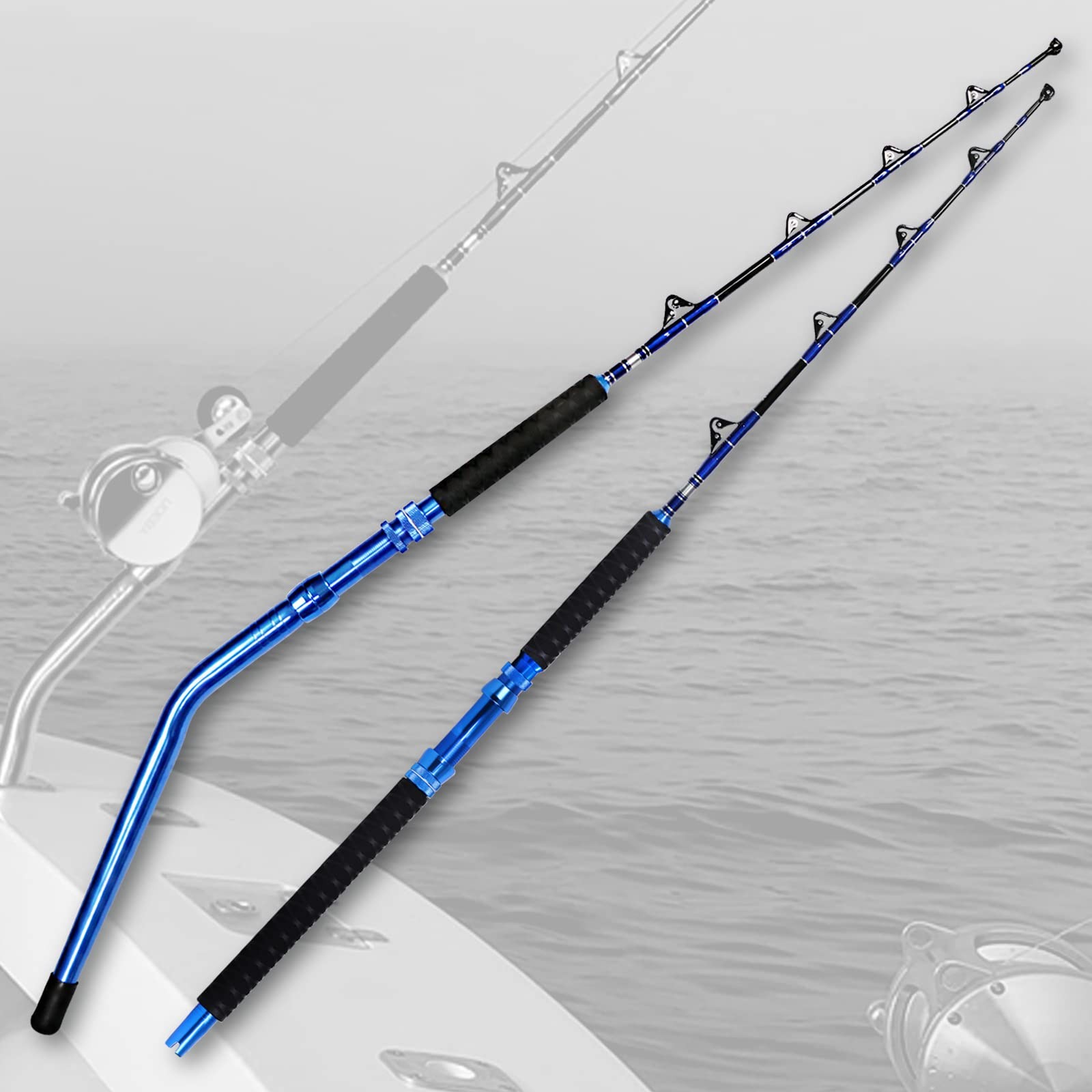 Fiblink Bent Fishing Rod 2-Piece Saltwater Trolling Heavy Roller Offshore Rod