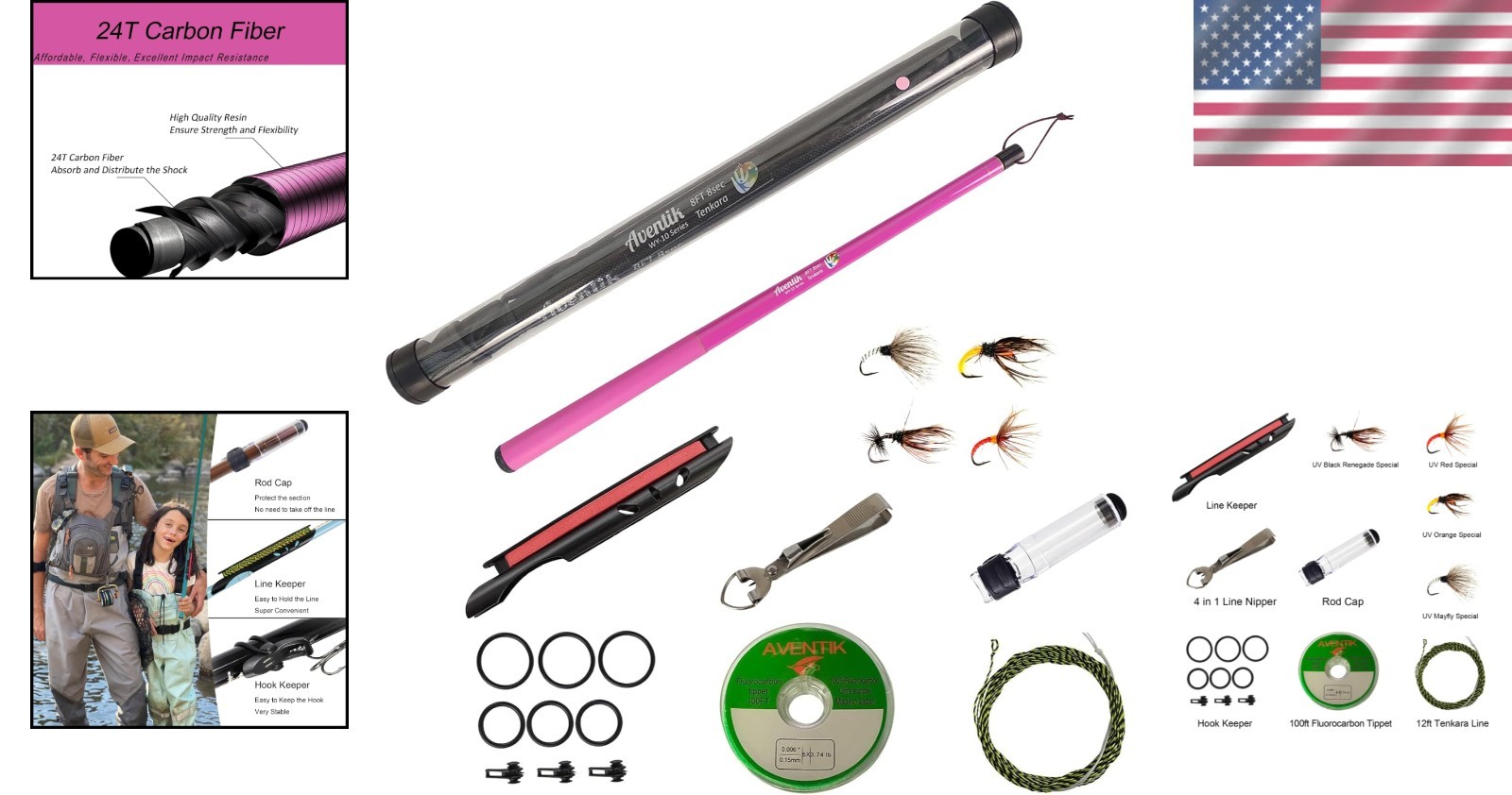 Lightweight 7ft/8ft Tenkara Rod Set – Carbon Fiber, Durable