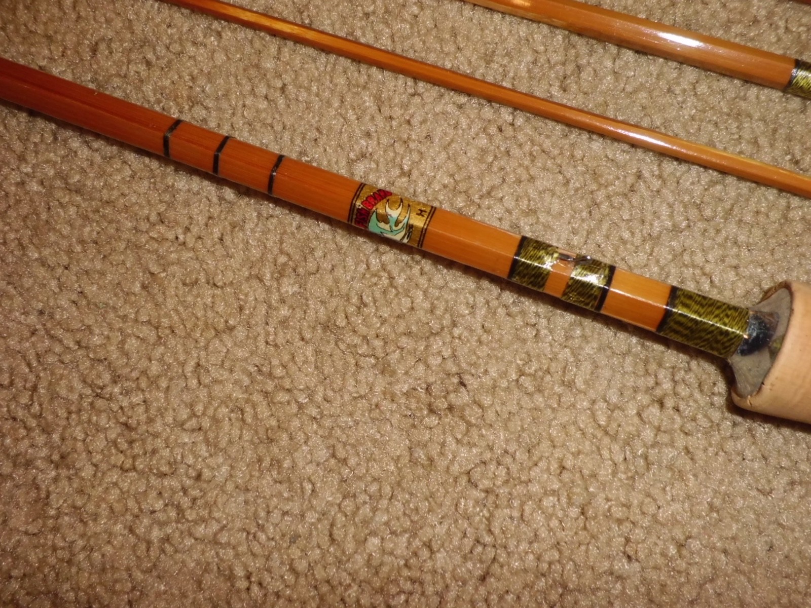 Vintage ANGEL FISH BRAND Split Bamboo Fly 8′ Rod made in Japan w/ 2 tips