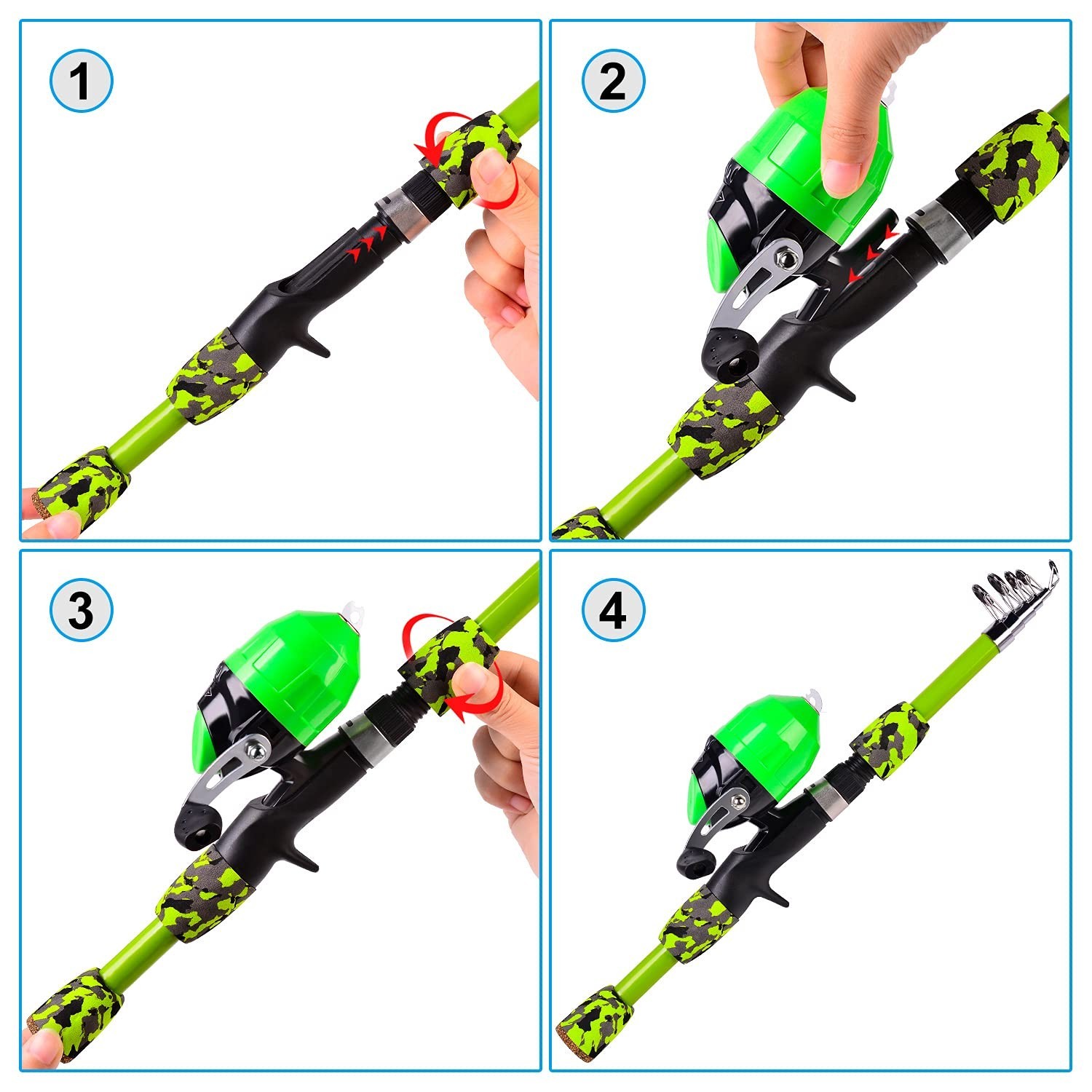 PROBEROS Kids Fishing Pole – Portable Telescopic Fishing Rod and Reel Combo K…