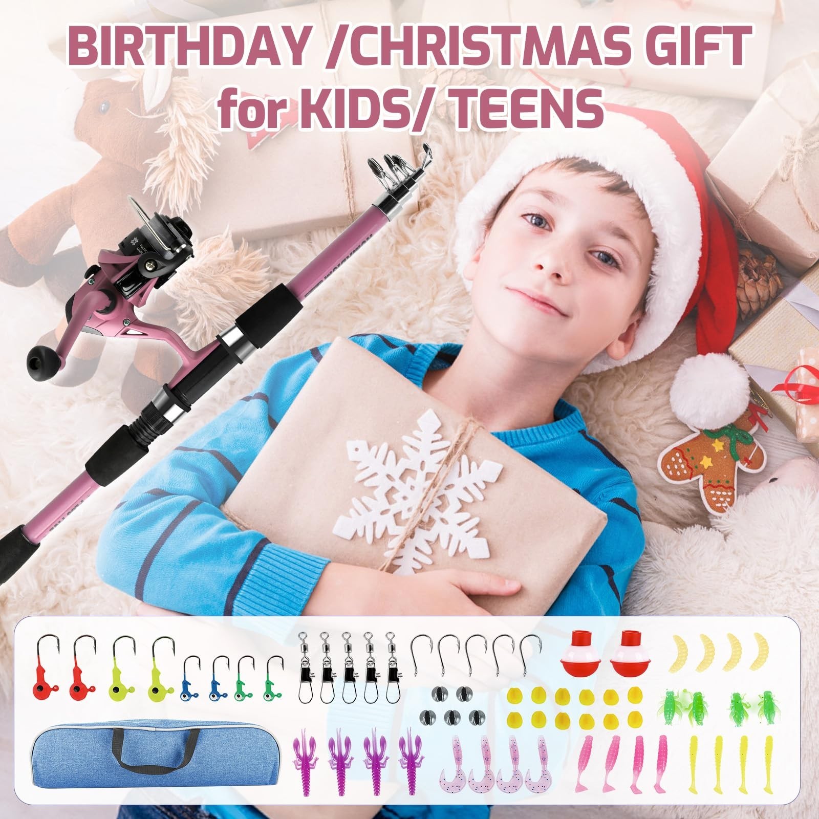 Kids Fishing Pole Set, Portable Telescopic Fishing Rod and Reel Combo for for…