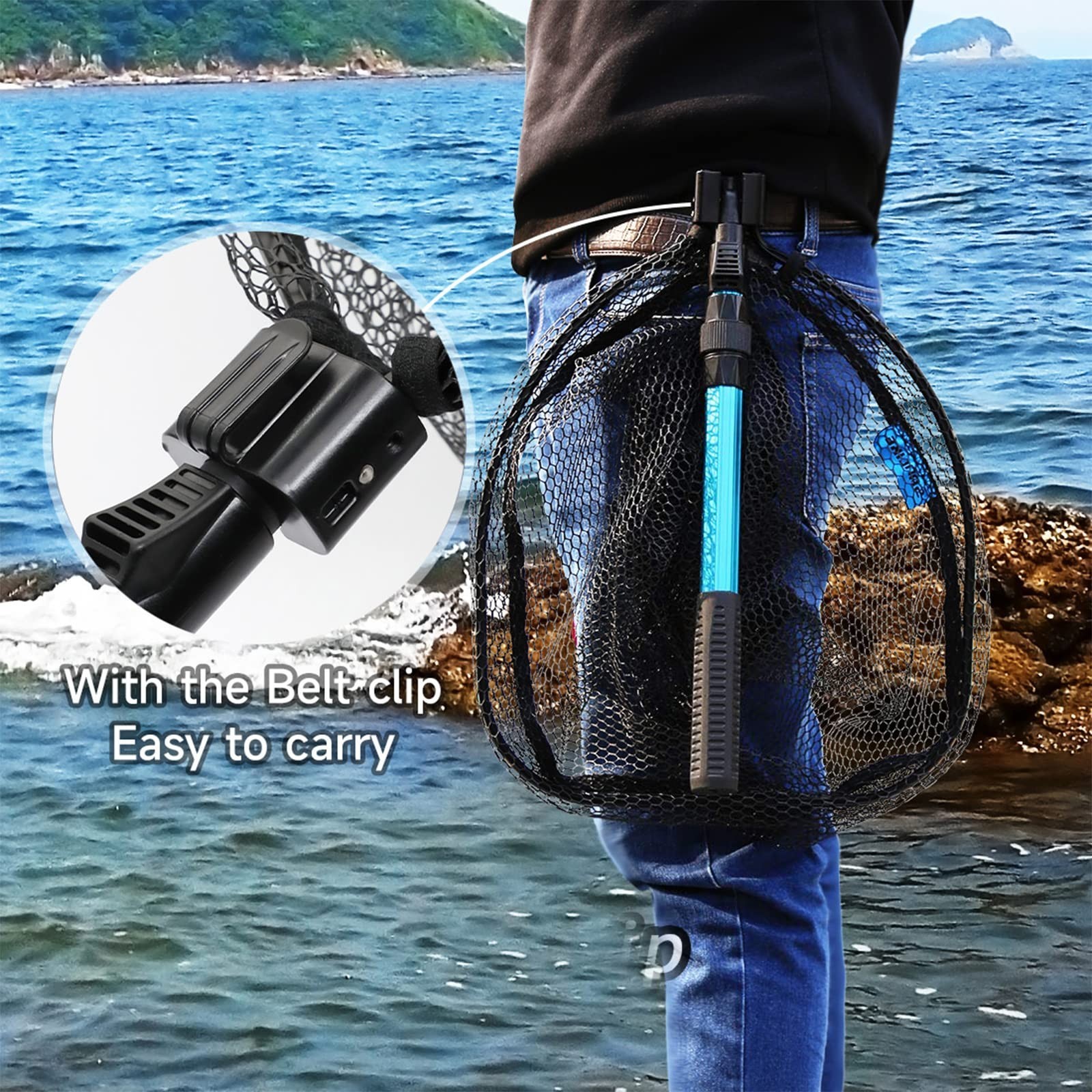 SANLIKE Collapsible Telescopic Fishing Net Rubber Coated Fresh/Salt Water | R…