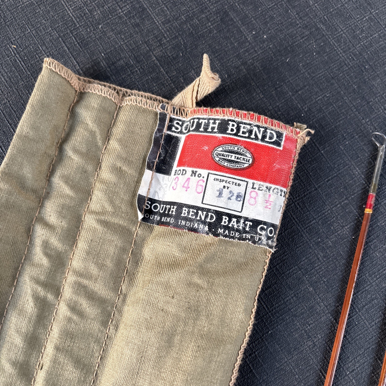 Vintage South Bend 346 Bamboo Fly Rod 8 1/2’ HDH or D W/ Sock