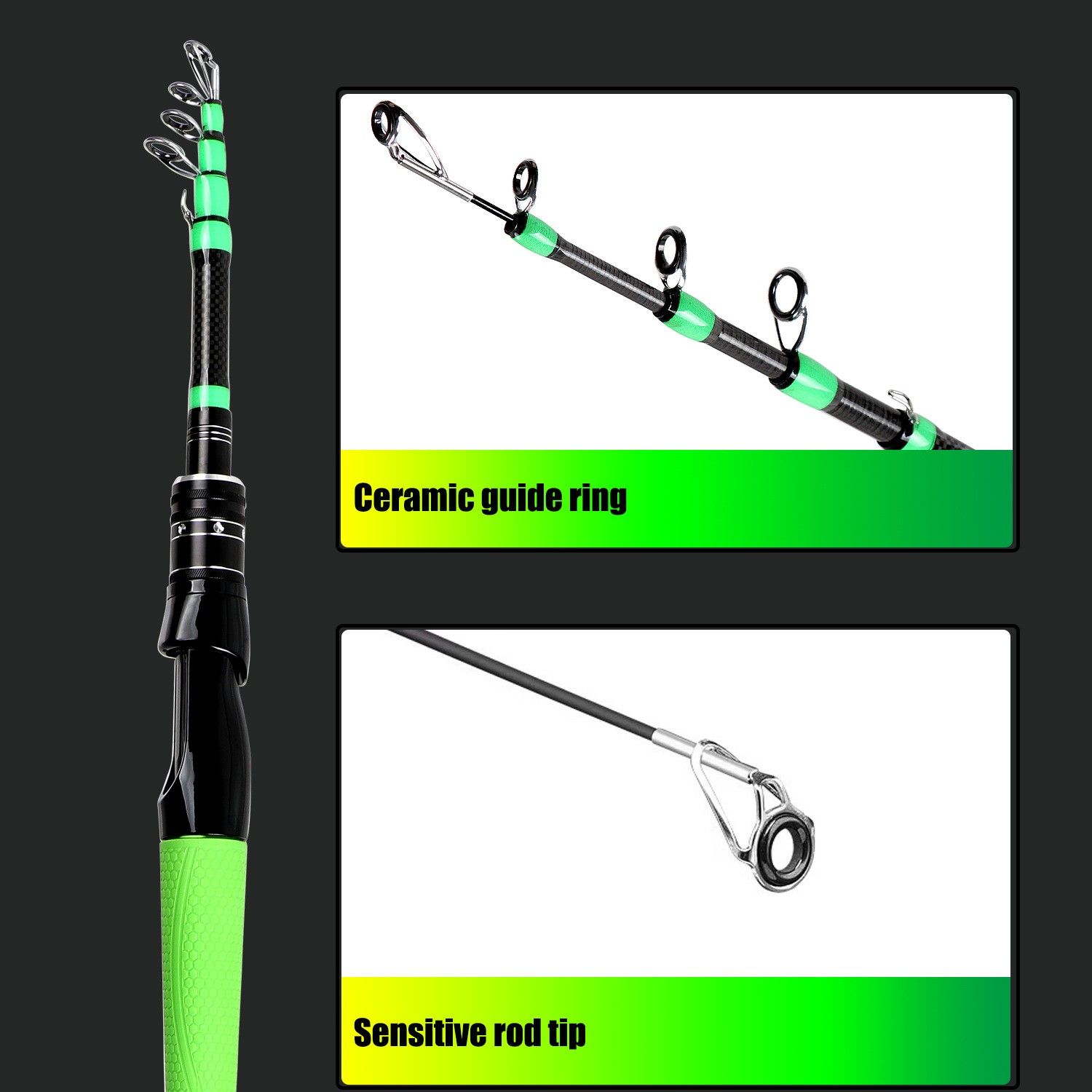 1.8M-2.4M Fishing Rod Hard Carbon Fiber Telescopic Fishing Rod Fishing Pole