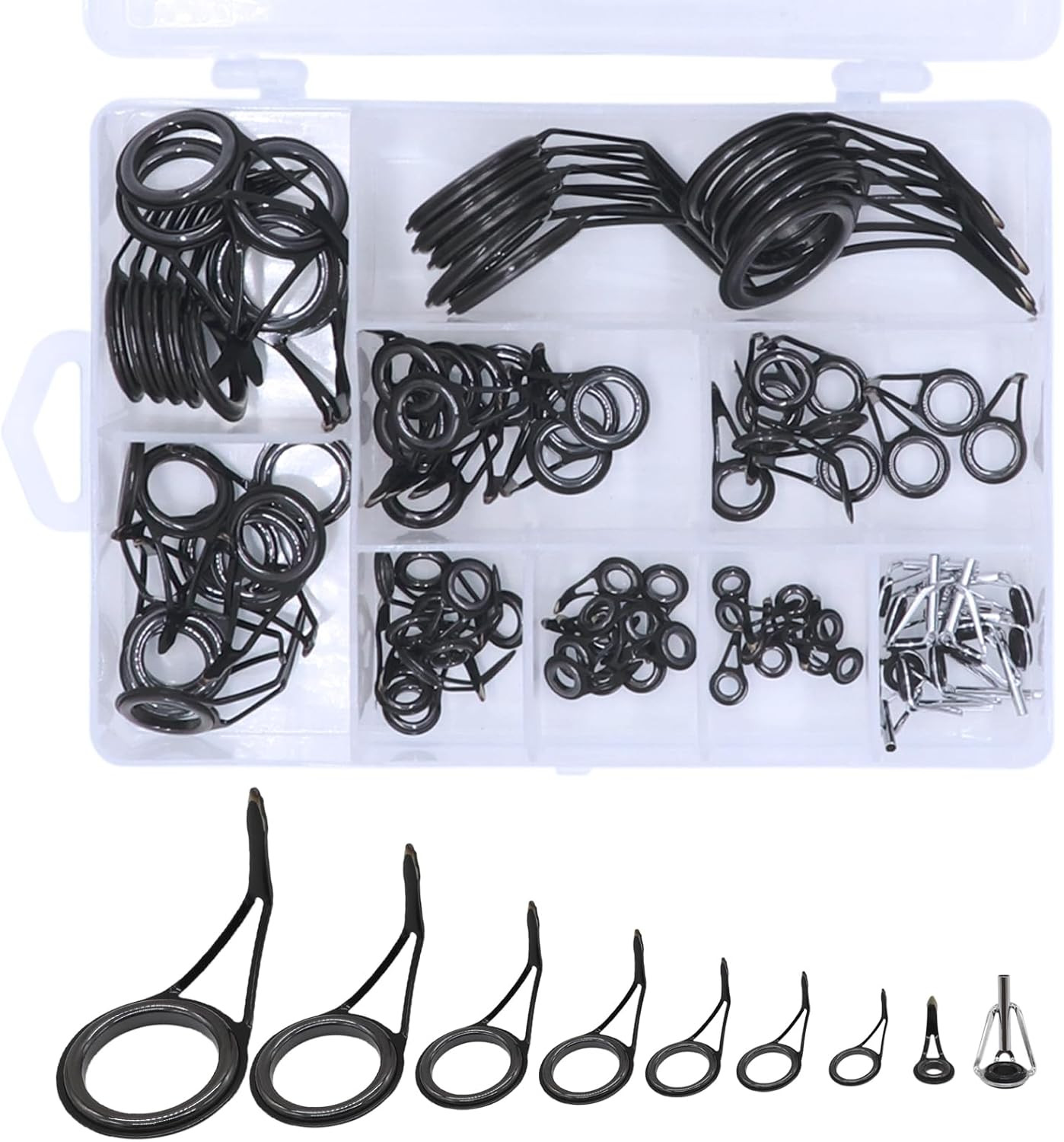 90PCS Fishing Rod Guide Tip Kit 9 Sizes Stainless Steel Spinning Casting