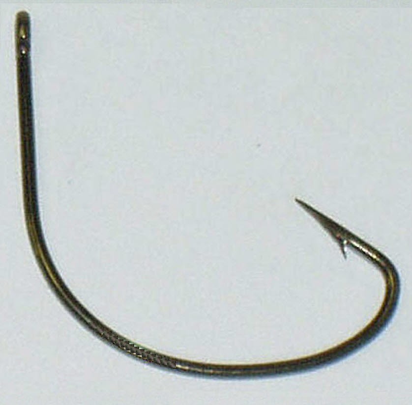 Mustad 37140-1-10 Wide Gap Hook Ringed Bronze Slightly Reversed Size 1 10CT
