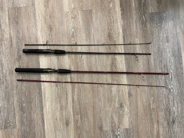 Lot Of 2 Shakespeare Spinning Rods Cirrus CGS 50 2UL 5′ & Mantis WMSP602M 6′
