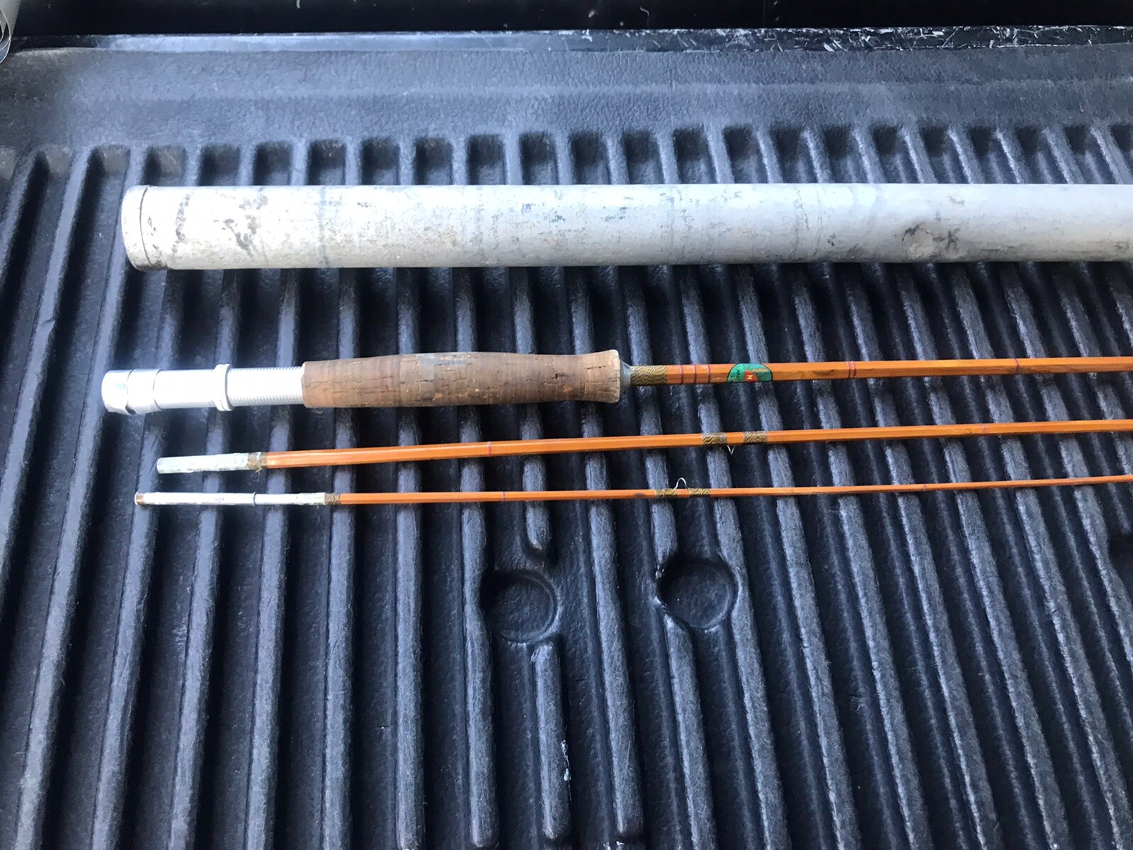 NKK 3pc Made in Japan Bamboo Fly Fishing Rod With Metal Vtg Tube Case