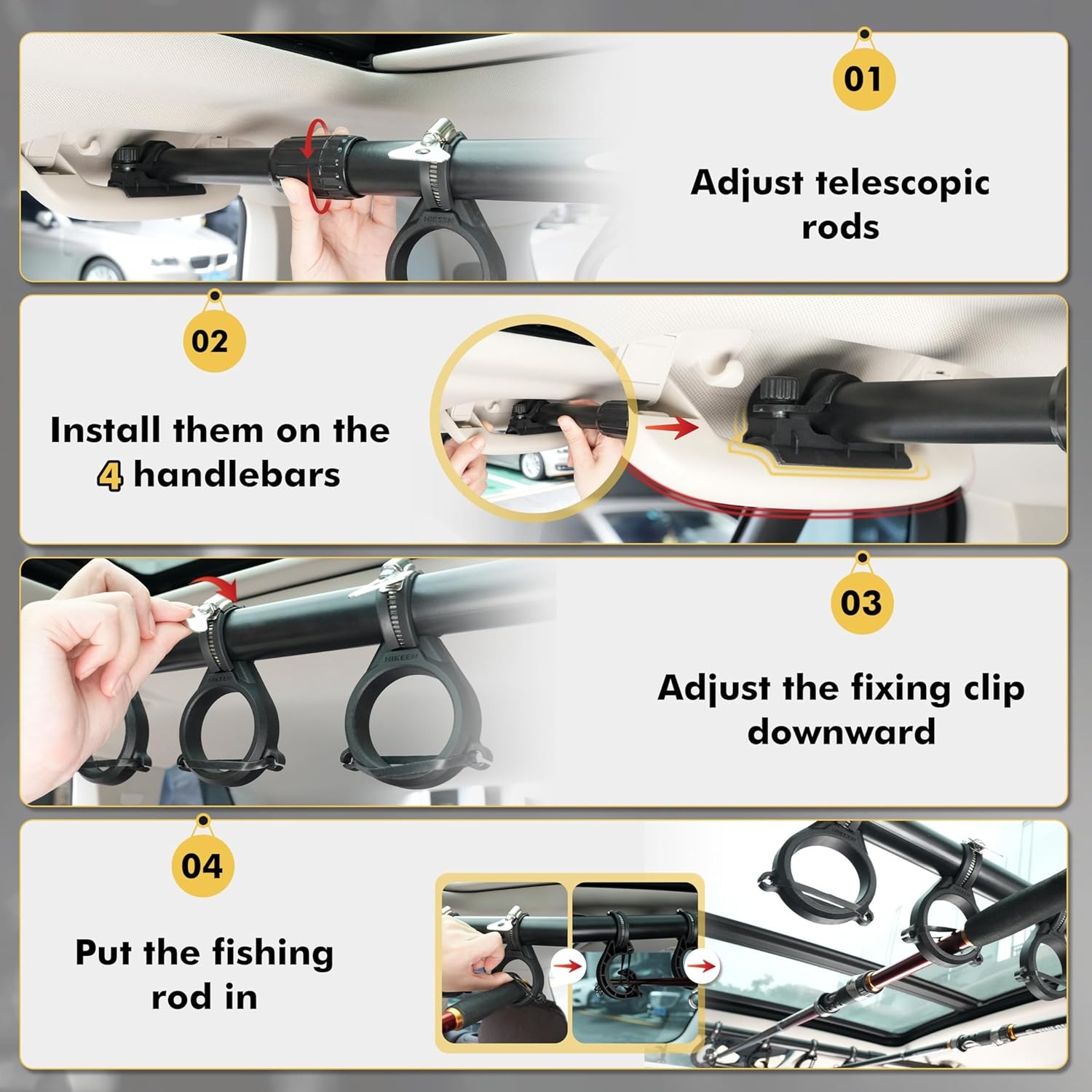 Fishing Rod Holder for Car, Vehicle Fishing Pole Holder Roof Rack Inside for SUV