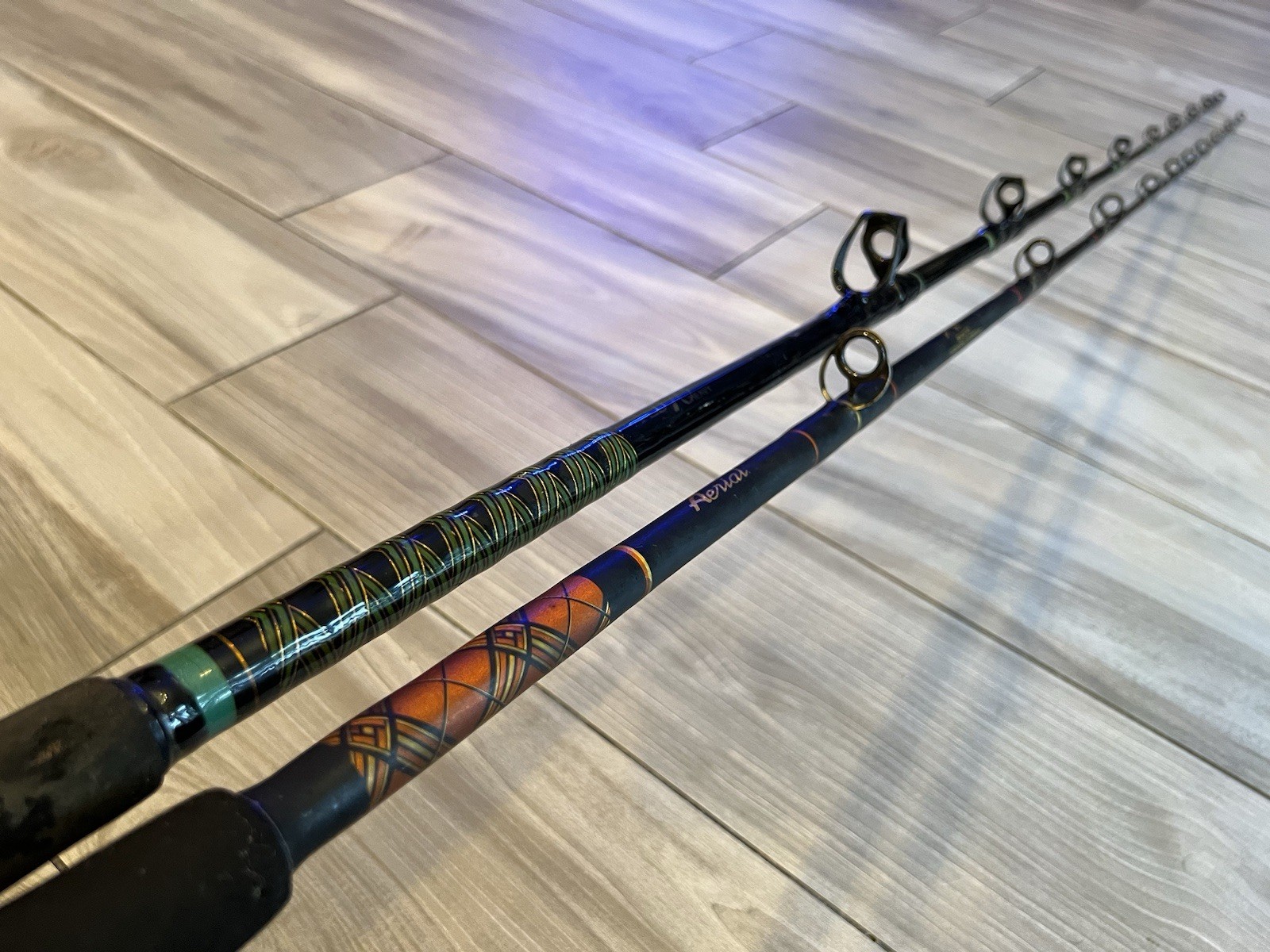 Lot of 2 Conventional Fishing Rods Star Rods Aerial & Vtg Shimano TLD 70 Heavy