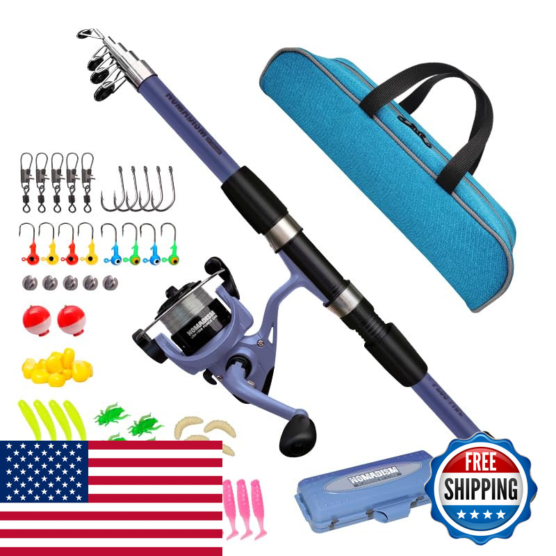 Milerong Kids Fishing Pole Set Portable Telescopic Fishing Rod And Reel Combo
